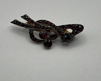 Antique Victorian Garnet and Sterling Brooch