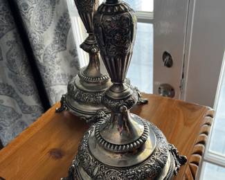 Pair of Colonial Silver Tall Candlesticks