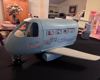 Vintage Mattel 1999 Barbie Blue Jumbo Jet Plane Airplane