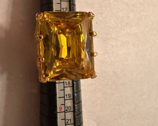 Costume Ring Size 7 Large Yellow Stone $15.00