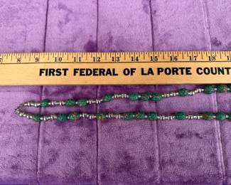 Green and Silver Costume Necklace $4.00