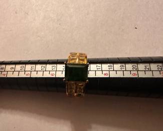 Square Green Stone Size 7 Sterling Silver Ring $12.00