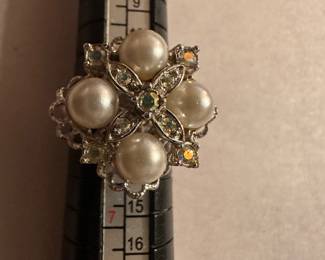 Costume Pearl Adjustable Ring $6.00