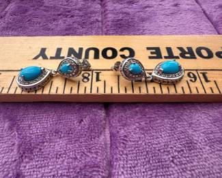 Sterling Silver Blue Stone Earrings $12.00