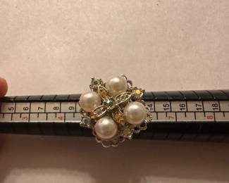 Adjustable Costume Ring Four Pearls $6.00