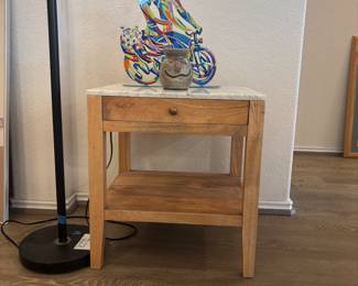 Side table, marble top wood frame
