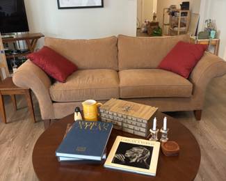 Ethan Allen Sofa, wood coffee table