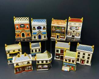 3 RoyalCrownDerbyBoneChinaMiniatureHousesBuildings