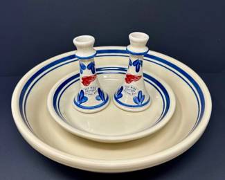 84 RedWingPotteryCandlesticks2FPRosevilleOhioMixingBowls