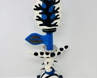 49 LeslieCodinaHandPaintedCeramicSculptureWhimsicalTotemStyle
