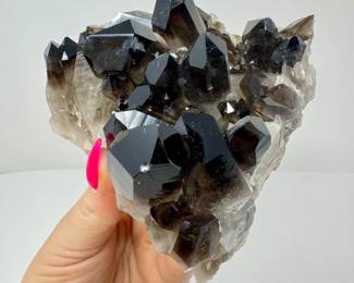 1 SmokyQuartzCrystalCluster4DarkPointMineralSpecimen