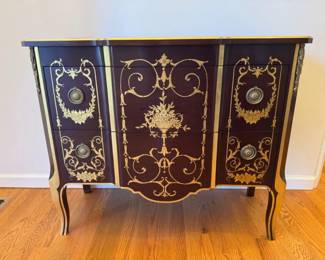 2 WiddicombRegencyCommodeLouisXVIStylewBrassInlayGoldTrim