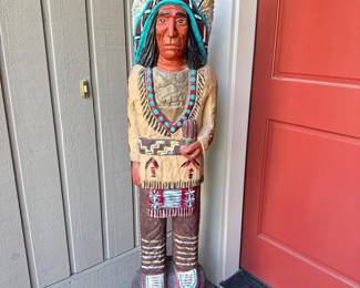47 VintageHandCarvedWoodenCigarStoreIndianChief60Totem