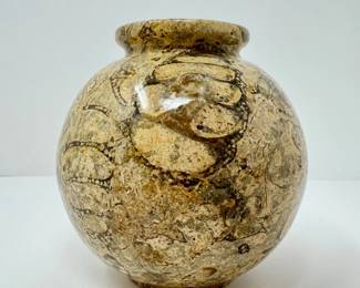 93 CarvedOrthocerasFossilStoneVaseOrdovicianEraMadeinPakistan