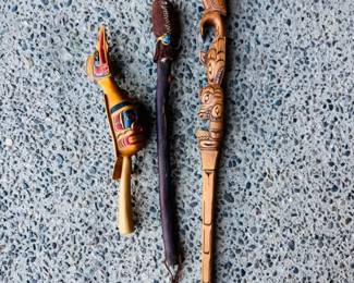 63 NorthwestCoastSpiritTalkingSticksInclKwakiutlRavenRattle