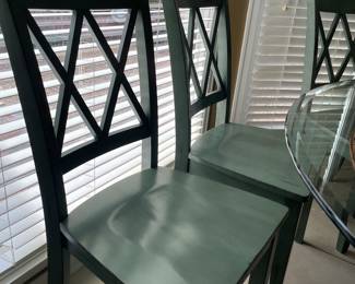 Set of 4 teal green/ blue chairs