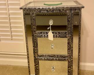 Silver Mirrored three drawer accent chest / bedside