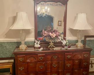 Haverty’s Universal Triple Dresser
Pair of Crystal Lamps, porcelain
