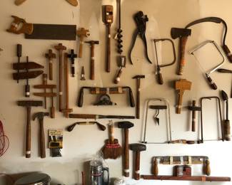 Collection of antique wooden tools
