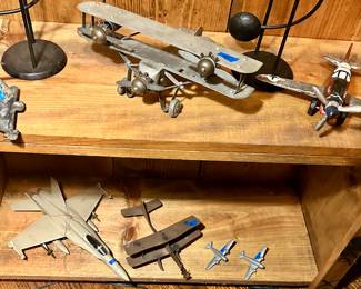 Vntg model / toy airplanes larger $10 smaller $5; double propeller $60 sold