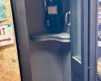 Vintage Bell Systems wood phone booth with  rotary coin pay phone & overhead light. Working
$2500