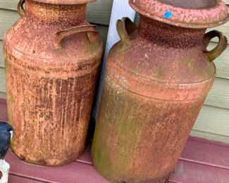 Vntg Metal milk jug $35 & $40ea