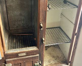35”w x 19”d x 47”h antique Wood Freezer/Frig/ Icebox $125