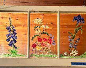 Vntg 3 Payne floral painted art $75. 34” x 22”h