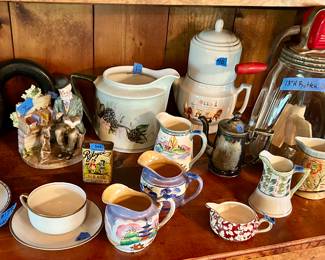 Prouna “Iris” Pattern 3pc fine china cup, saucer & lid $135
Vintage & Antique fine china creamers