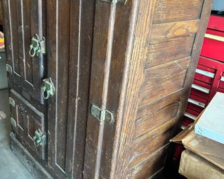 35”w x 19”d x 47”h antique Wood Freezer/Frig/ Icebox $125