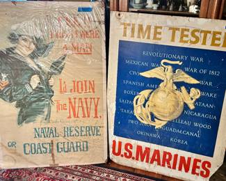 Vintage I wish I were a man. I joined the Navy Poster $15
Time Tested US Marine  29 x 39” Metal sign $45