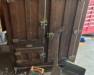 47” high ice block antique frig / cupboard $125
