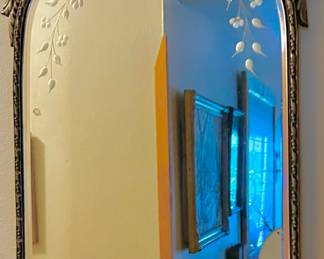 Antique beveled etched Venetian mirror $165 15wx28H
