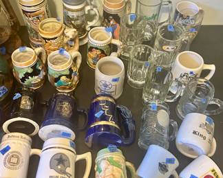 Vintage ceramic beer steins, coffee mugs