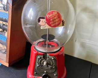 Vintage Type F $.01 cent Red glass Bubble Gum machine $96