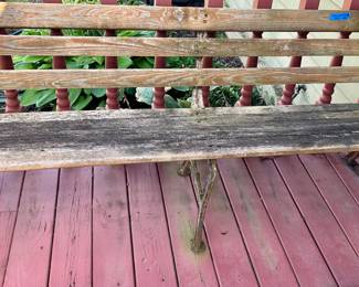 72” bench with wrought iron legs $75