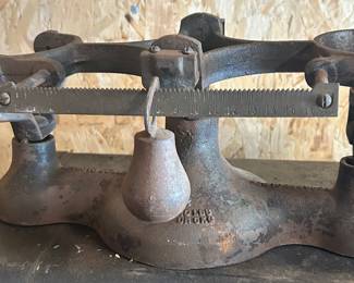 Antique wrought iron weight balance $20