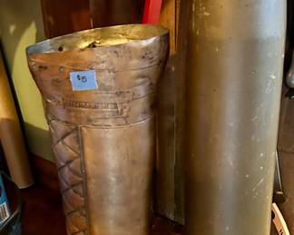 Antique Brass boot umbrella holder $15
24” Shell Casing $125
