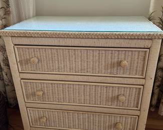 Coastal White Henry Link Wicker 3 Drawer Chest by Lexington