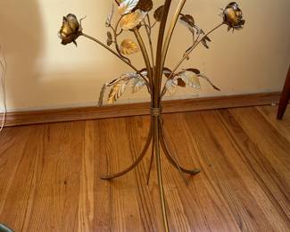 Italian Hollywood Regency Gilt Rose Flower Side Table, 1950s