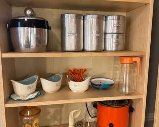 Stainless steel canister set is $25! The cool red crockpot still works!