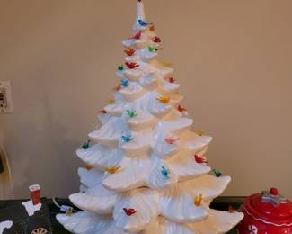 White electric vintage ceramic christmas tree