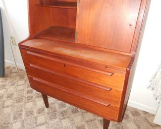 Mid Century Teak Secretary/Vanity with Mirror.