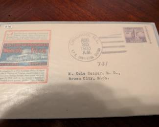 Step back to the 1930s with this lot of three vintage envelopes from the famous "Century of Progress" World's Fair in Chicago. Each envelope features a different illustration, including the iconic "Sky-Ride" and vintage planes. These are fantastic pieces of history for any collector of Chicago or World's Fair memorabilia.