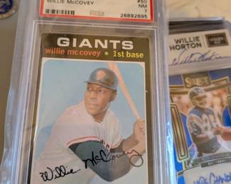 A true collector's gem! This is an authentic 1971 Topps baseball card of Hall of Famer Willie McCovey, graded PSA 7 (Near Mint). The card features a genuine on-card autograph from the legendary San Francisco Giants slugger, which has been authenticated and encapsulated by PSA, the industry's most trusted grading service. This is a must-have piece for any serious baseball collector or Giants fan.