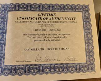 Certificates of Authenticity for many signed items