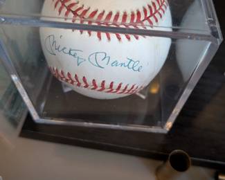 An extraordinary piece of baseball history! This official league baseball is a must-have for a serious collector, featuring the signatures of two Hall of Famers, Mickey Mantle and Whitey Ford, as well as baseball legends Johnny Mize, Bobby Richardson, Tony Kubek, George Foster, and Bobby Brown. This multi-signed ball is a rare and highly desirable collectible, a true centerpiece for any sports memorabilia collection.