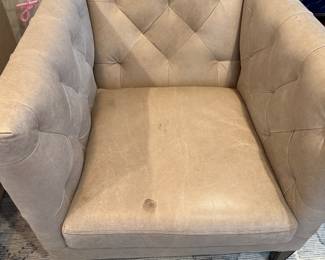 Leather tufted club chair
