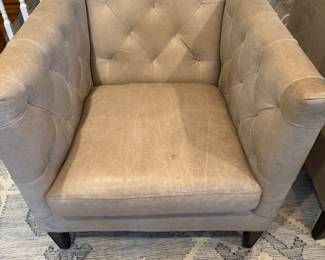 Leather tufted club chair