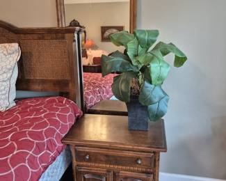 Ethan Allen nite stand one mirror from the dresser and end os king caned headboard